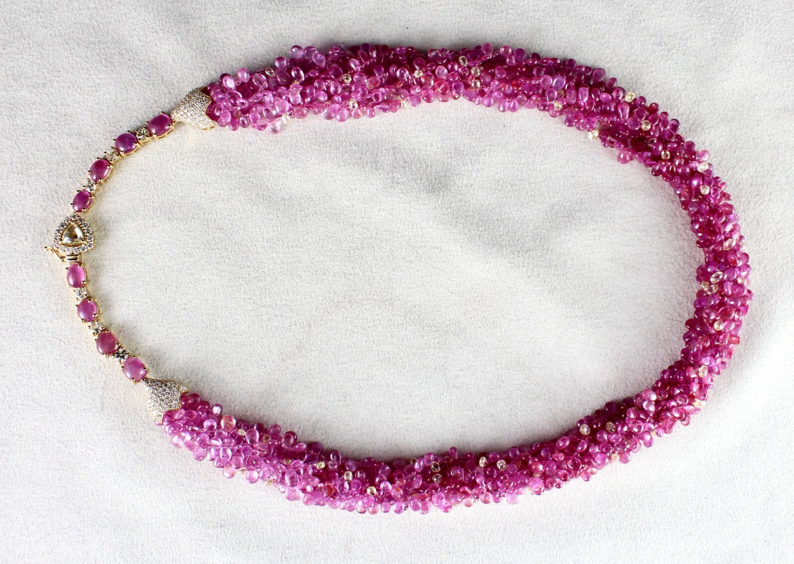 Certified Rare Natural Burmese Ruby 498ct Natural Diamond 18k Gold Necklace