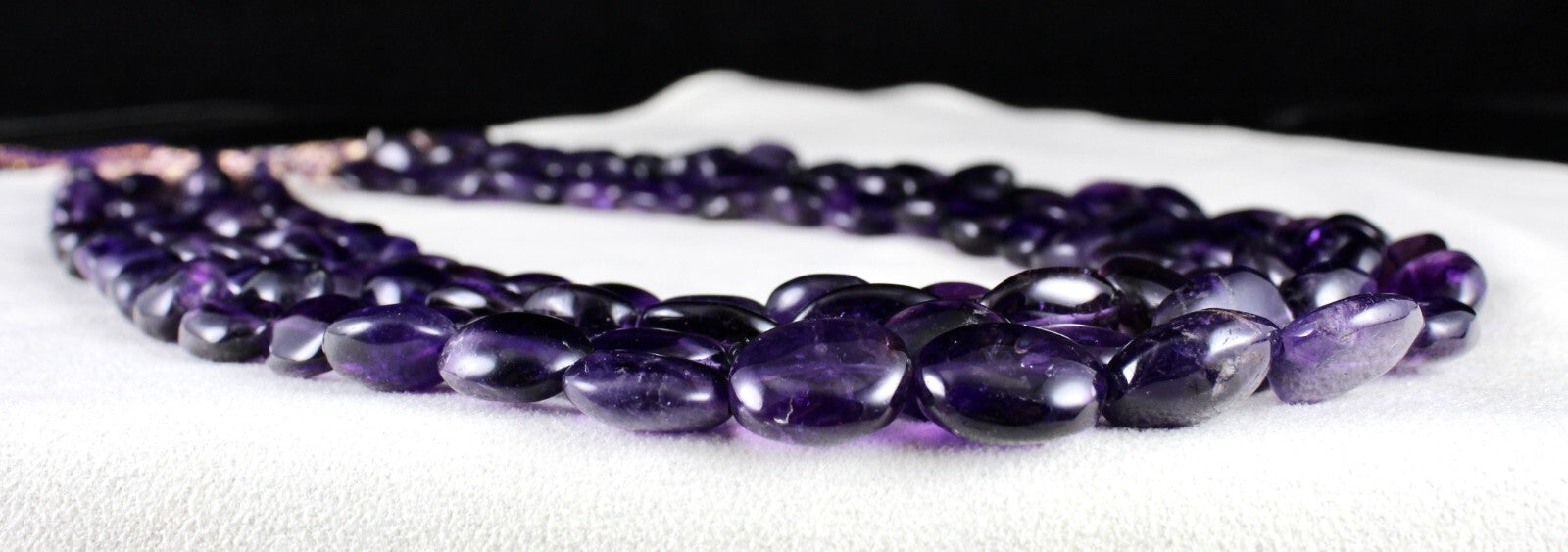 Natural Amethyst Oval Cabochon Beads Fashion Necklace 944 Ct Purple Gemstone