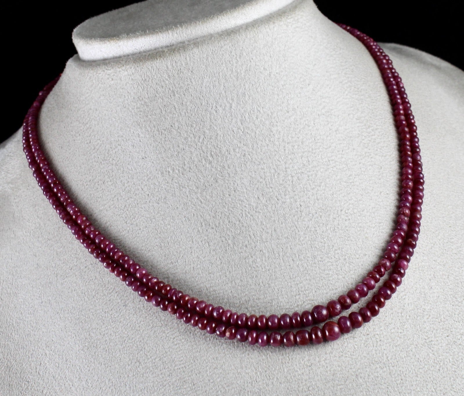 Natural Untreated Ruby Beads 129ct Round Red Gemstone Fashion Necklace For Women