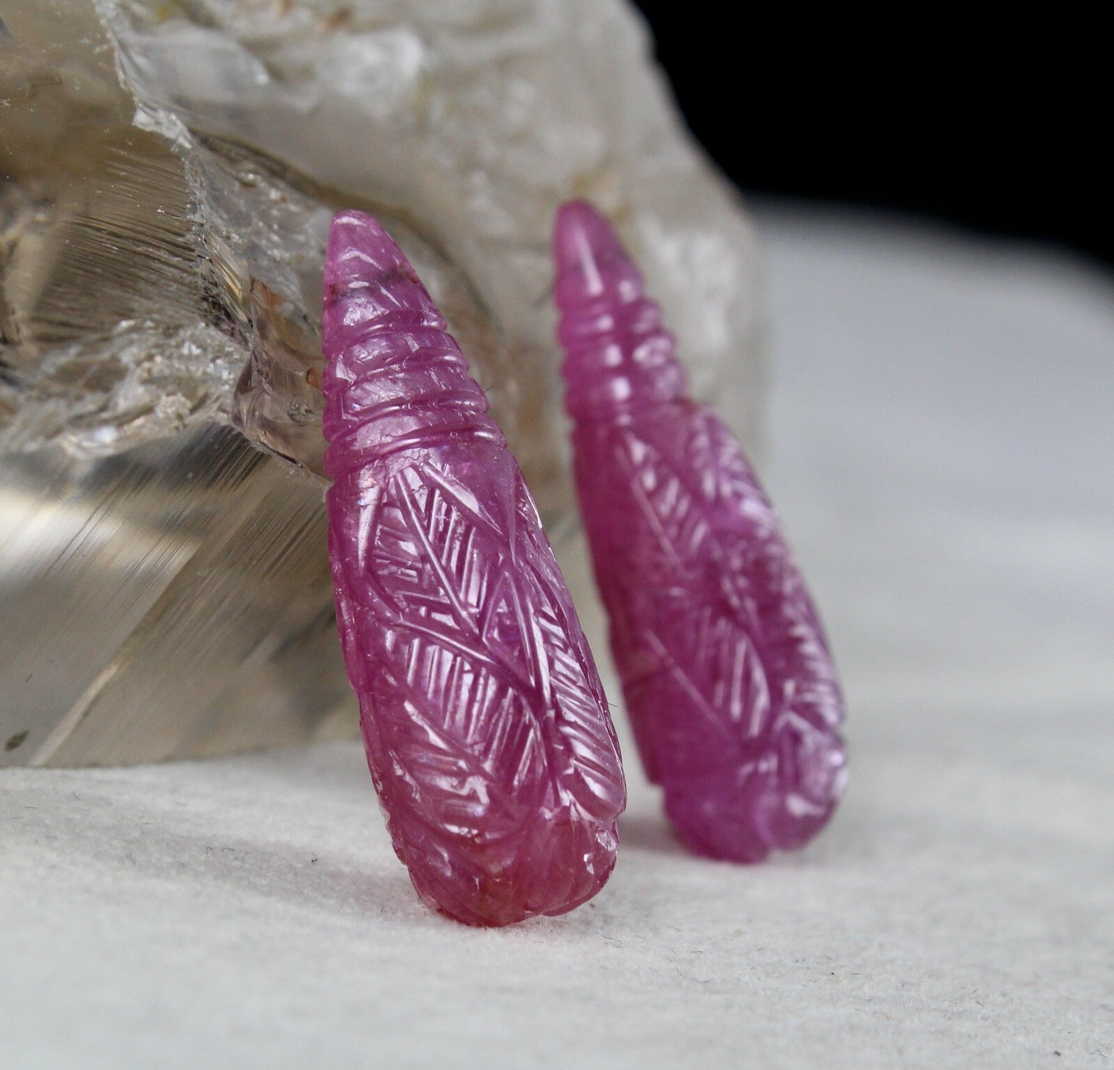 Certified Natural Untreated Ruby Carved Drops 37.58 Carats For Earring