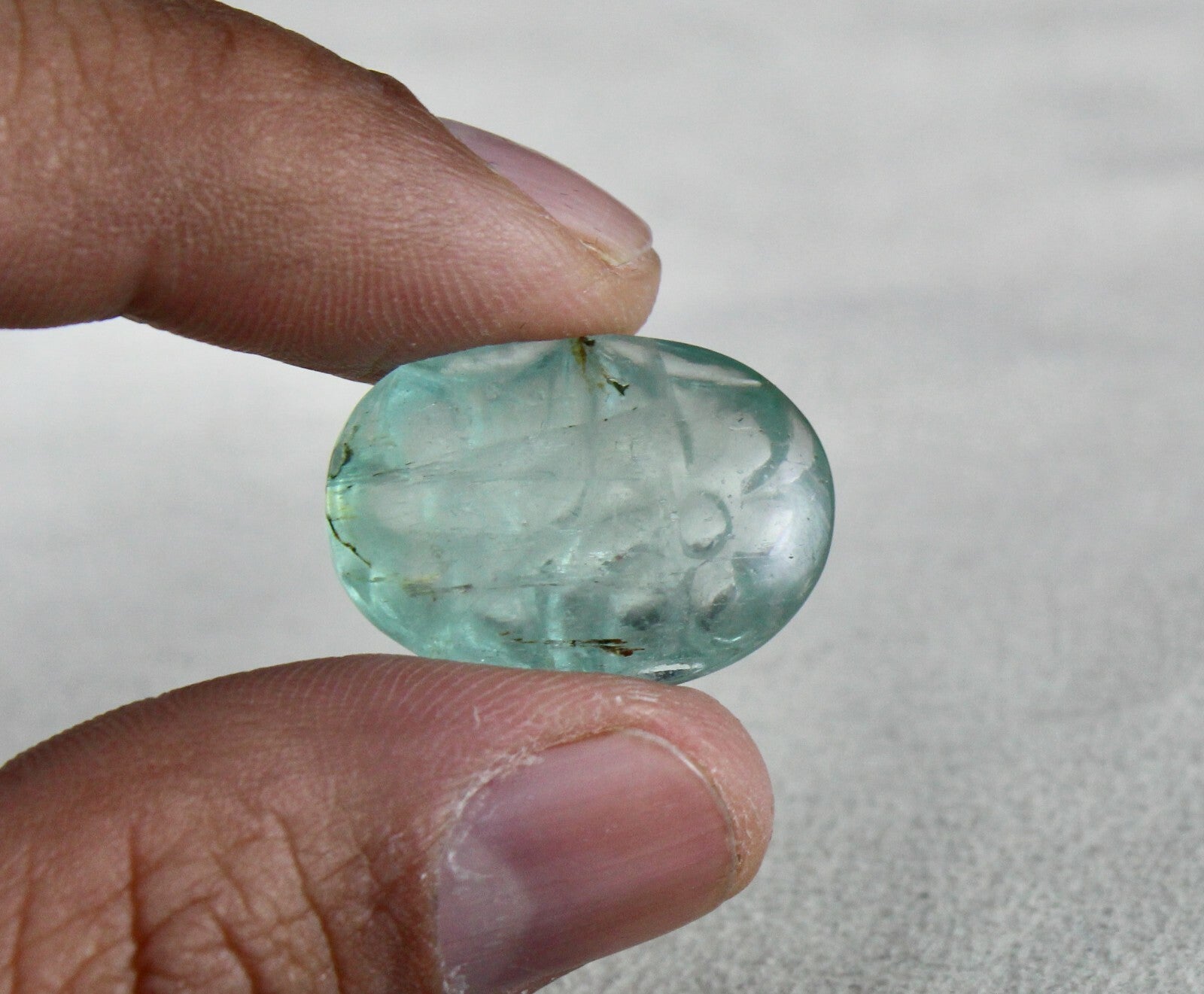 Blue Aquamarine 25.69 Ct Natural Carved Oval Gemstone Ring Pendant Design