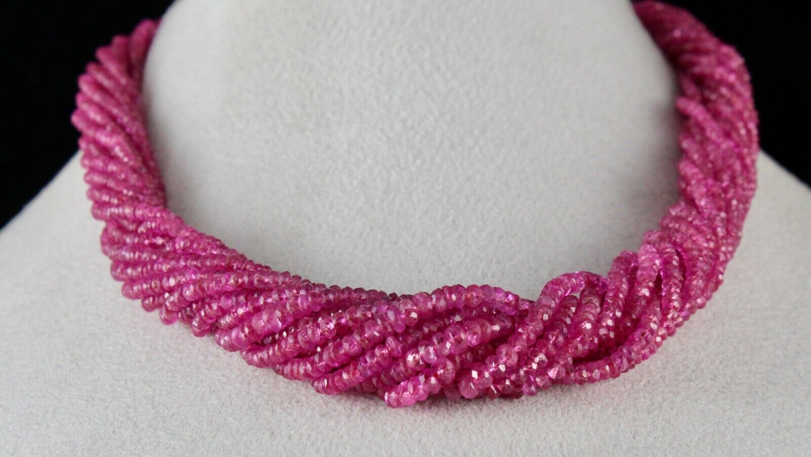 REDDISH NATURAL NO HEAT BURMESE RUBY BEADS FACETED 547 CARATS GEMSTONE NECKLACE