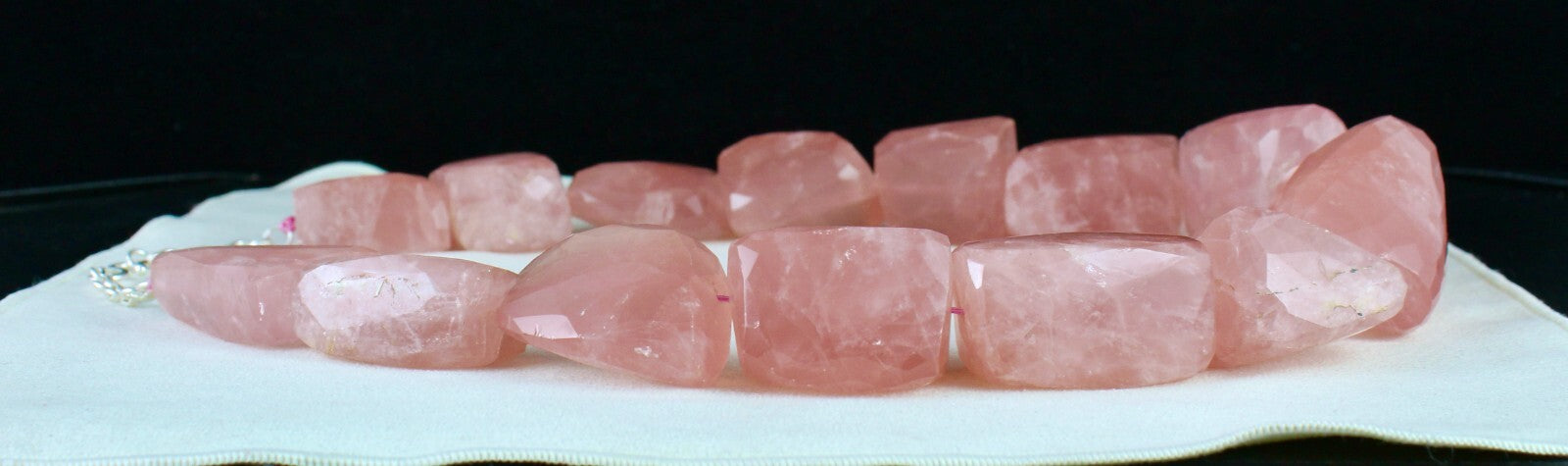 Certified Natural Rose Quartz Faceted Beads 3523 Ct Sterling Silver Necklace