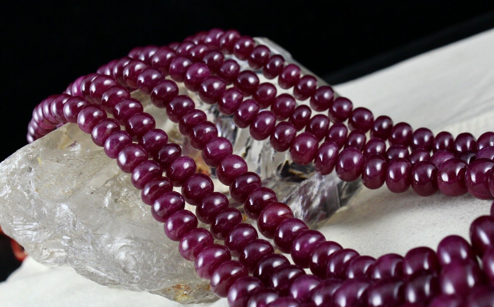NATURAL UNHEATED RUBY BEADS ROUND 3 LINE 1190 CTS 16 MM BIG GEMSTONE NECKLACE