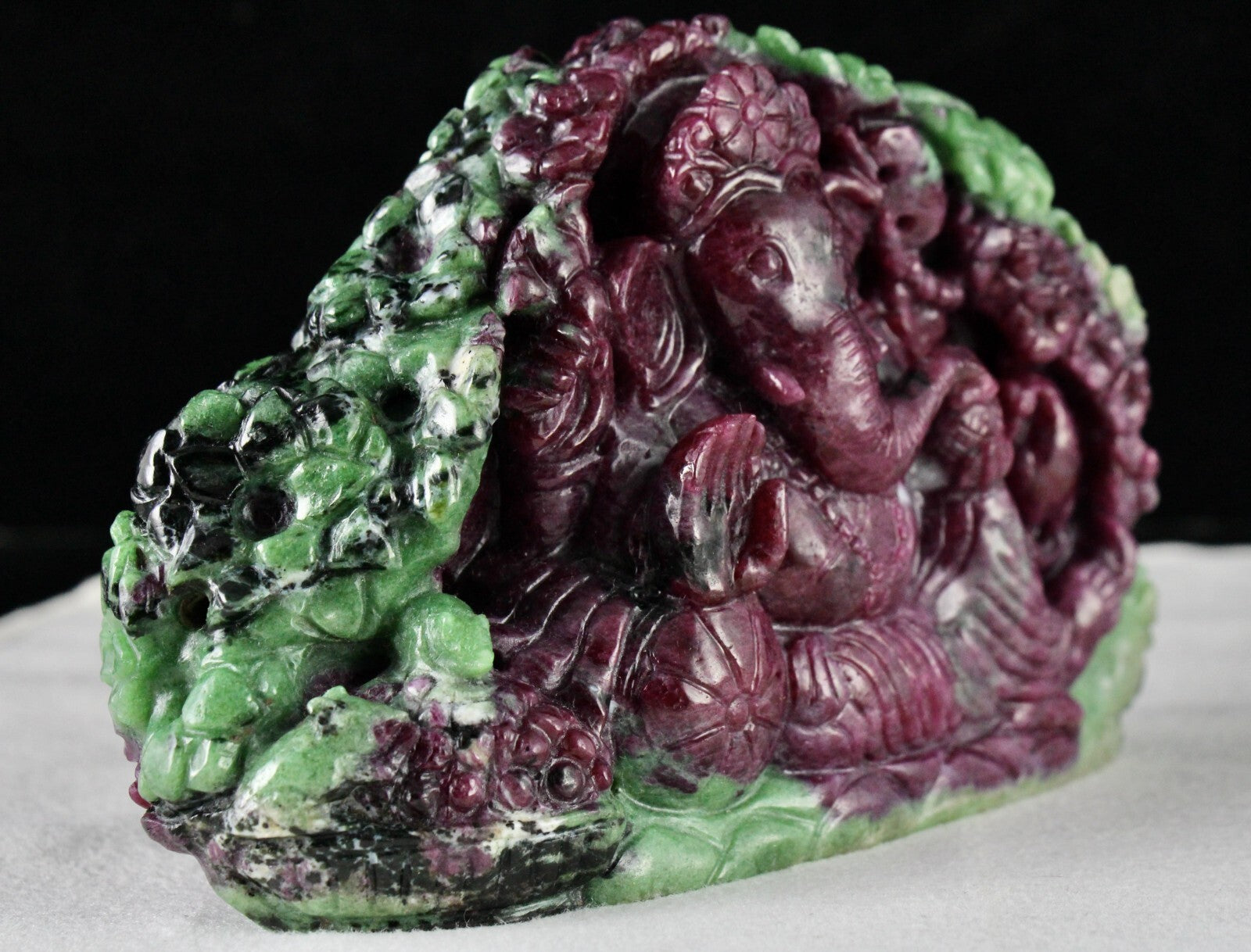 Certified Natural Ruby Zoisite Lord Ganesha 3739 Ct Gemstone Statue Decor