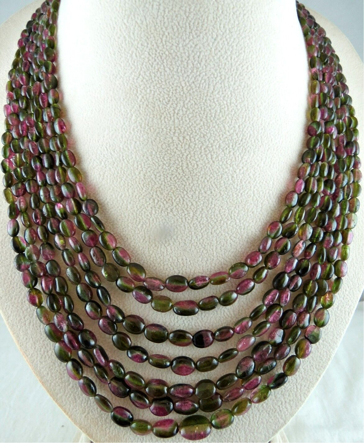 NATURAL BI COLORS MULTI TOURMALINE BEADS CABOCHON 582 CTS GEMSTONE NECKLACE