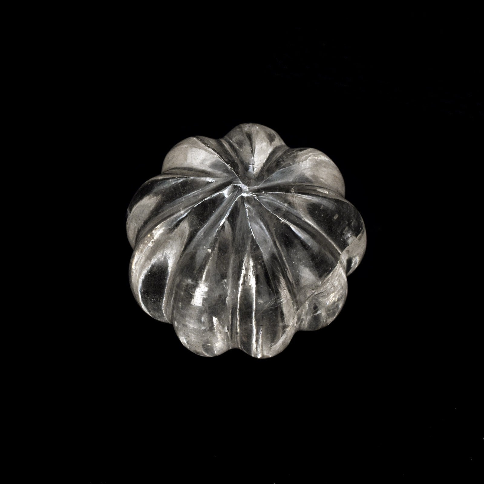 Natural Rock Crystal Quartz 321 Ct Carved Melon Round Big Gemstone Design