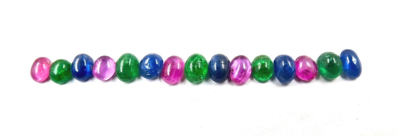 Certified Natural Emerald Sapphire Ruby Oval Cabochon Gemstone 1995ct Bracelet