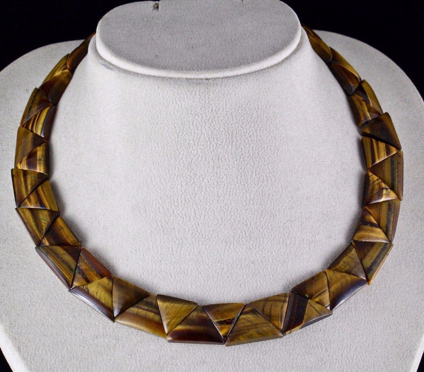 NATURAL TIGER EYE CABOCHON 416 CARATS GEMSTONE LADIES SILVER FASHION NECKLACE