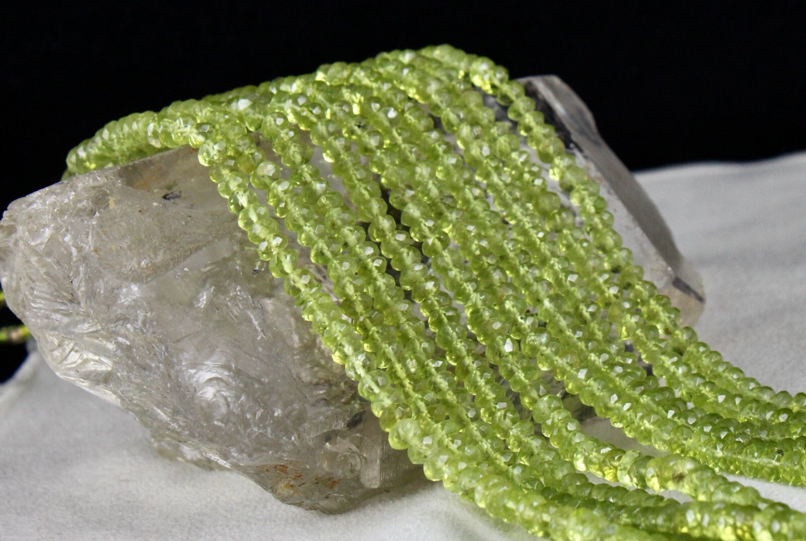 Natural Peridot Gemstone Necklace Faceted 441 Ct Round Green Beads Fashion