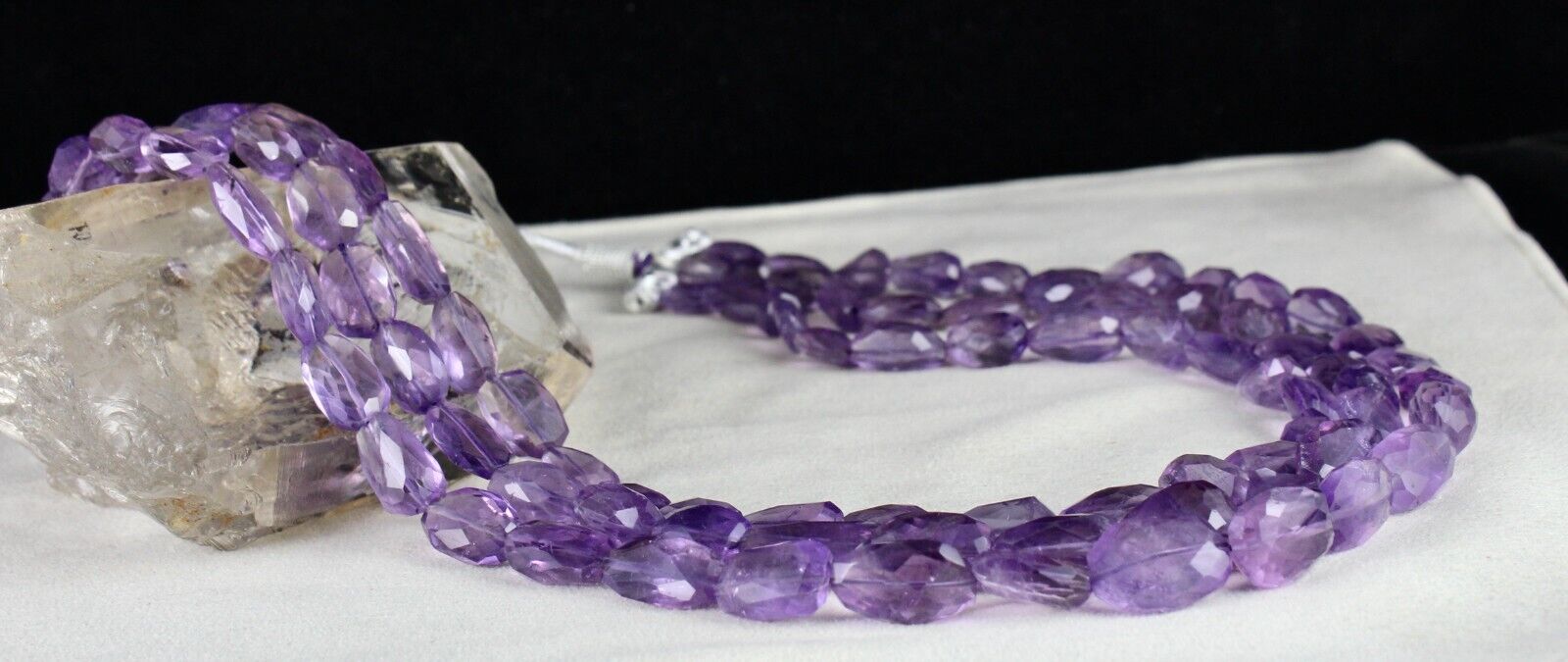 Natural Amethyst Beads Faceted Tumble 3L 861 Ct Purple Gemstone Fashion Necklace