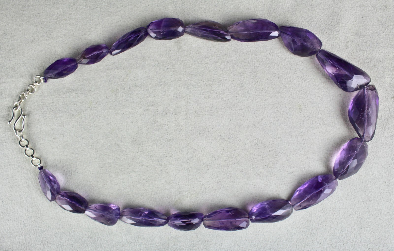 Fine 528 Ct Natural Amethyst Beads Necklace Faceted Gemstone Sterling Silver