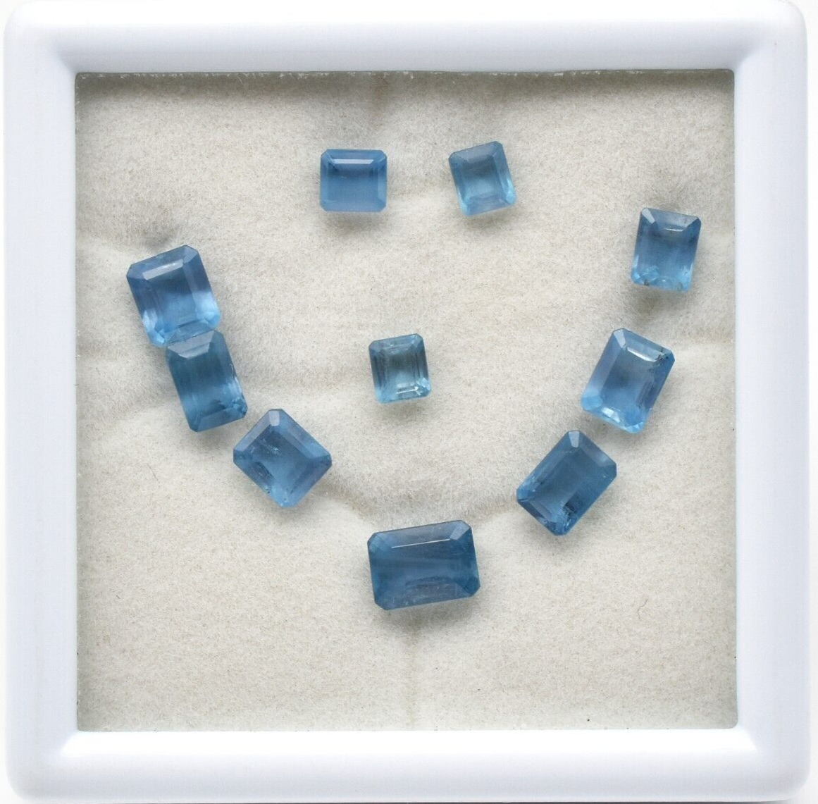 Certified Natural Blue Aquamarine Octagon Cut 10 Pc 10.04 Ct Loose Gemstone Set