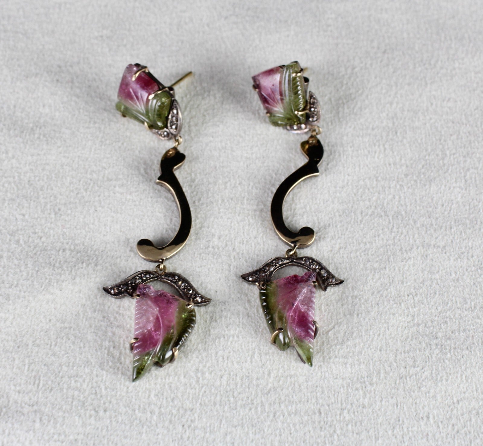 Certified Natural Multi Tourmaline 67.75ct Diamond Sterling Silver Earrings
