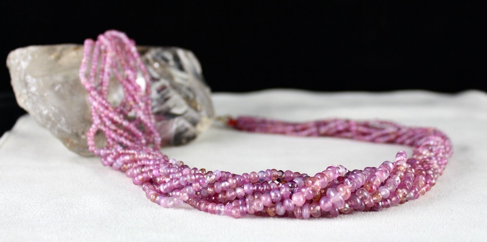 NATURAL OLD MINES PINK SAPPHIRE RUBY ROUND BEADS 793 CARATS GEMSTONE NECKLACE