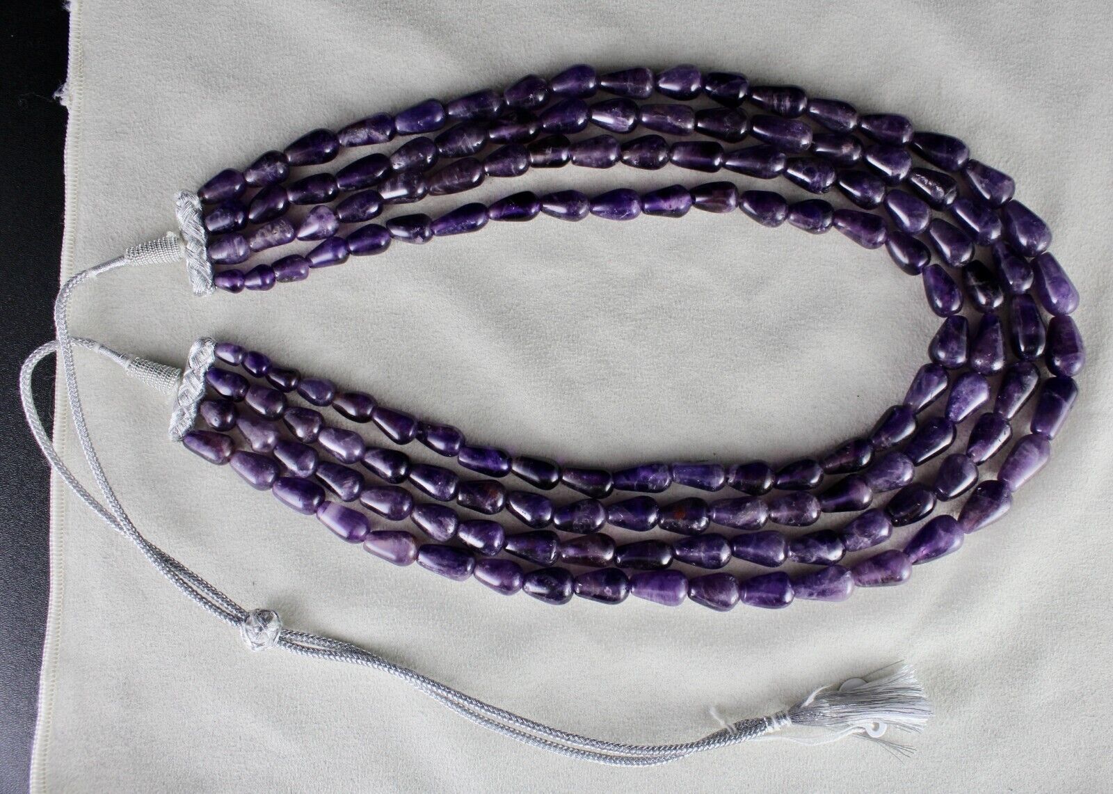 NATURAL PURPLE AMETHYST BEADS TEAR DROPS 4 L 1028 CT GEMSTONE FINEST NECKLACE