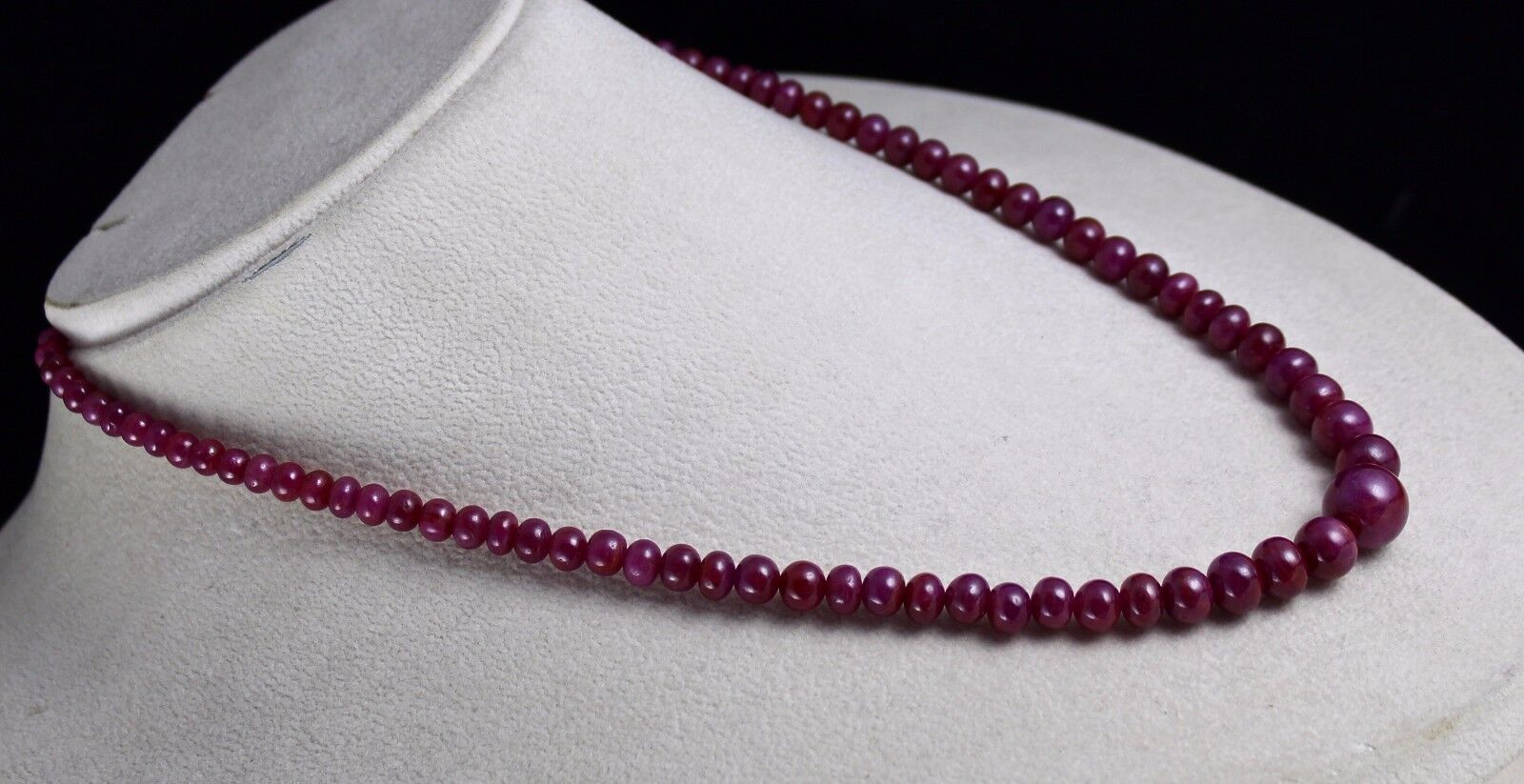 NATURAL UNTREATED RUBY BEADS ROUND 1 LINE 216 CTS GEMSTONE SILVER NECKLACE