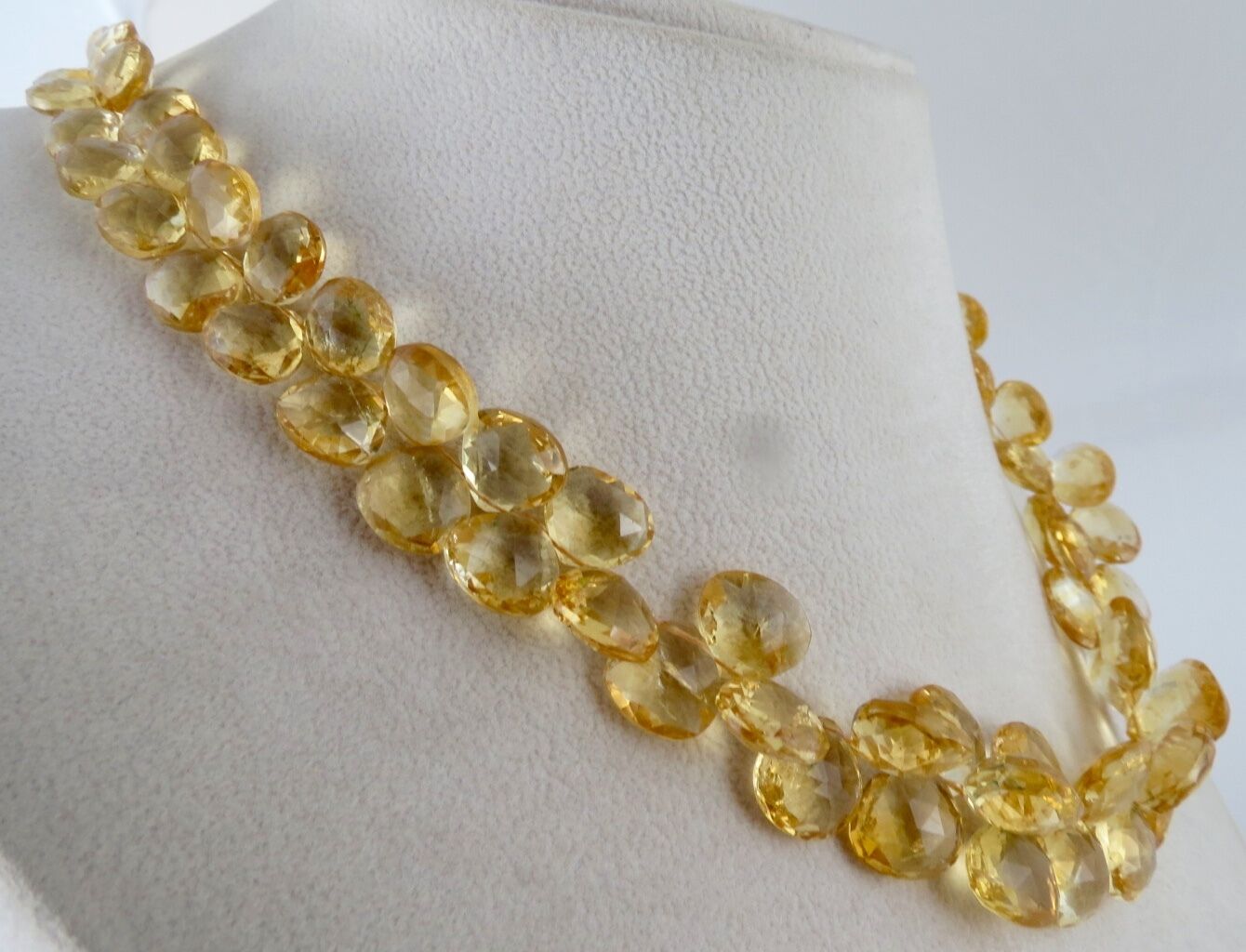 Natural Yellow Citrine Heart Teardrops 410 Ct Gemstone Party Silver Necklace