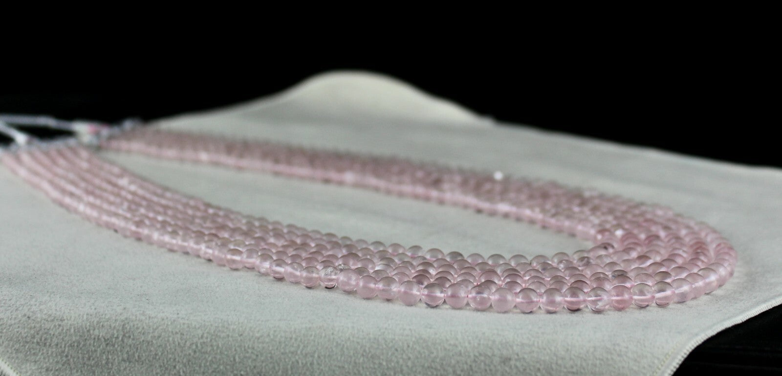 Natural Rose Quartz Beaded Necklace 775 Ct Round Ladies Gemstone 6 L