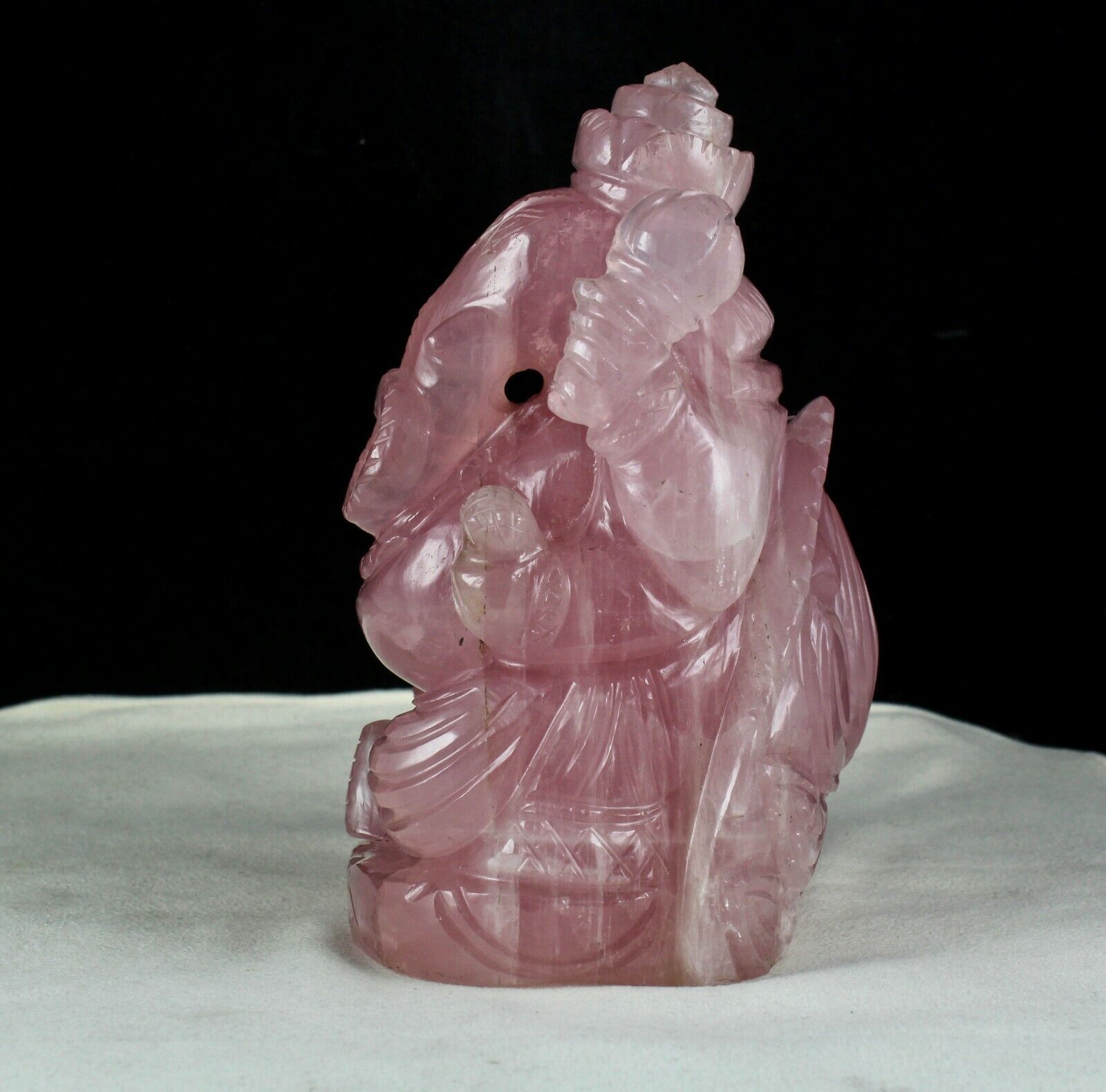 PINK 6" INCH NATURAL ROSE QUARTZ LORD GANESHA 8960 CARATS GEMSTONE STATUE FIGURE