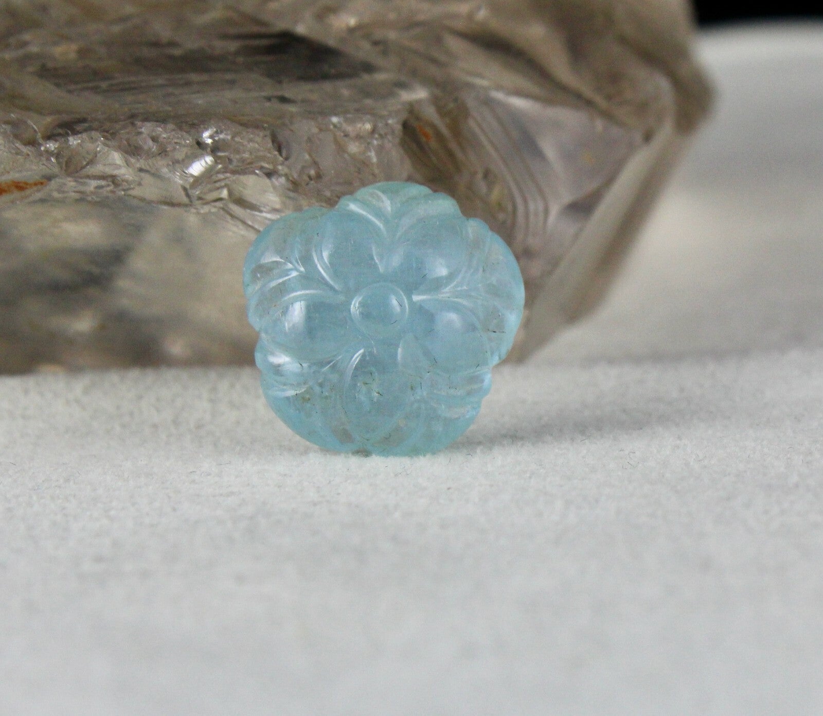 Natural Blue Aquamarine 15.18ct Carved Gemstone For Pendant Ring
