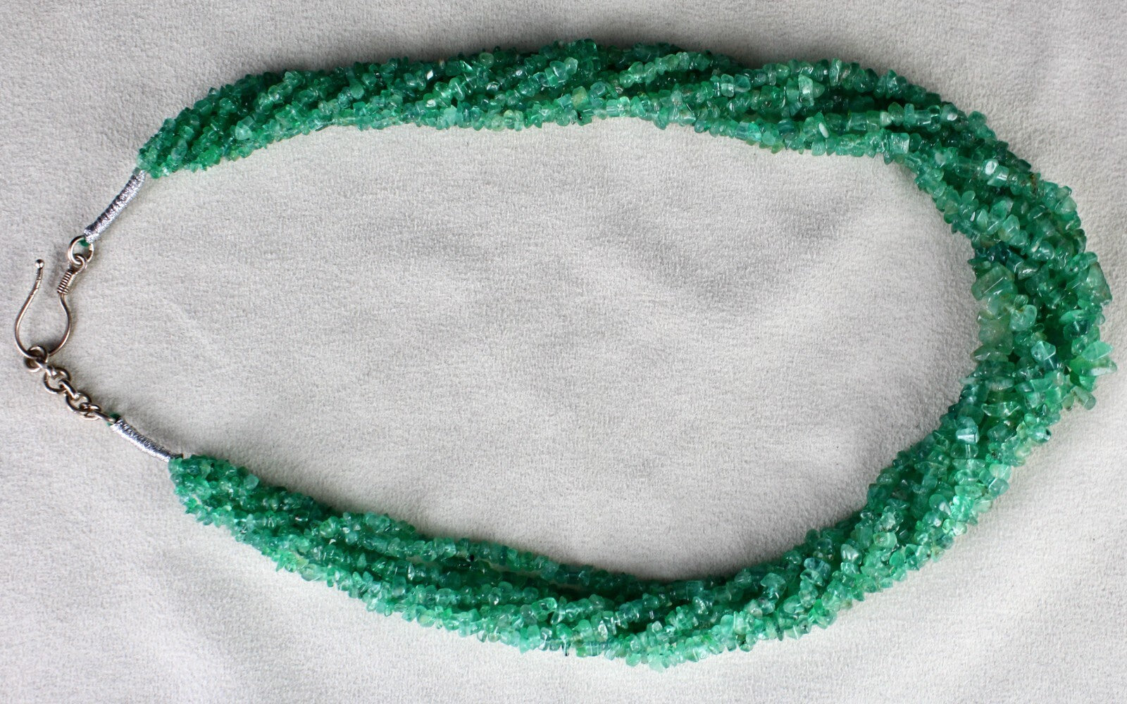 Certified Natural Emerald Beads Necklace 542Ct Colombian Gemstone Silver Jewelry