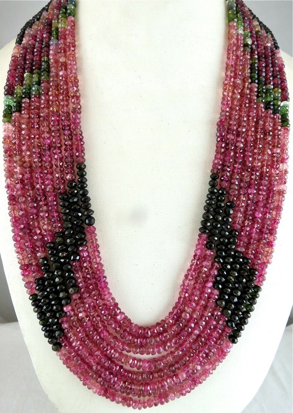 NATURAL MULTI COLOUR TOURMALINE BEADS FACETED ROUND 835 CTS GEMSTONE NECKLACE
