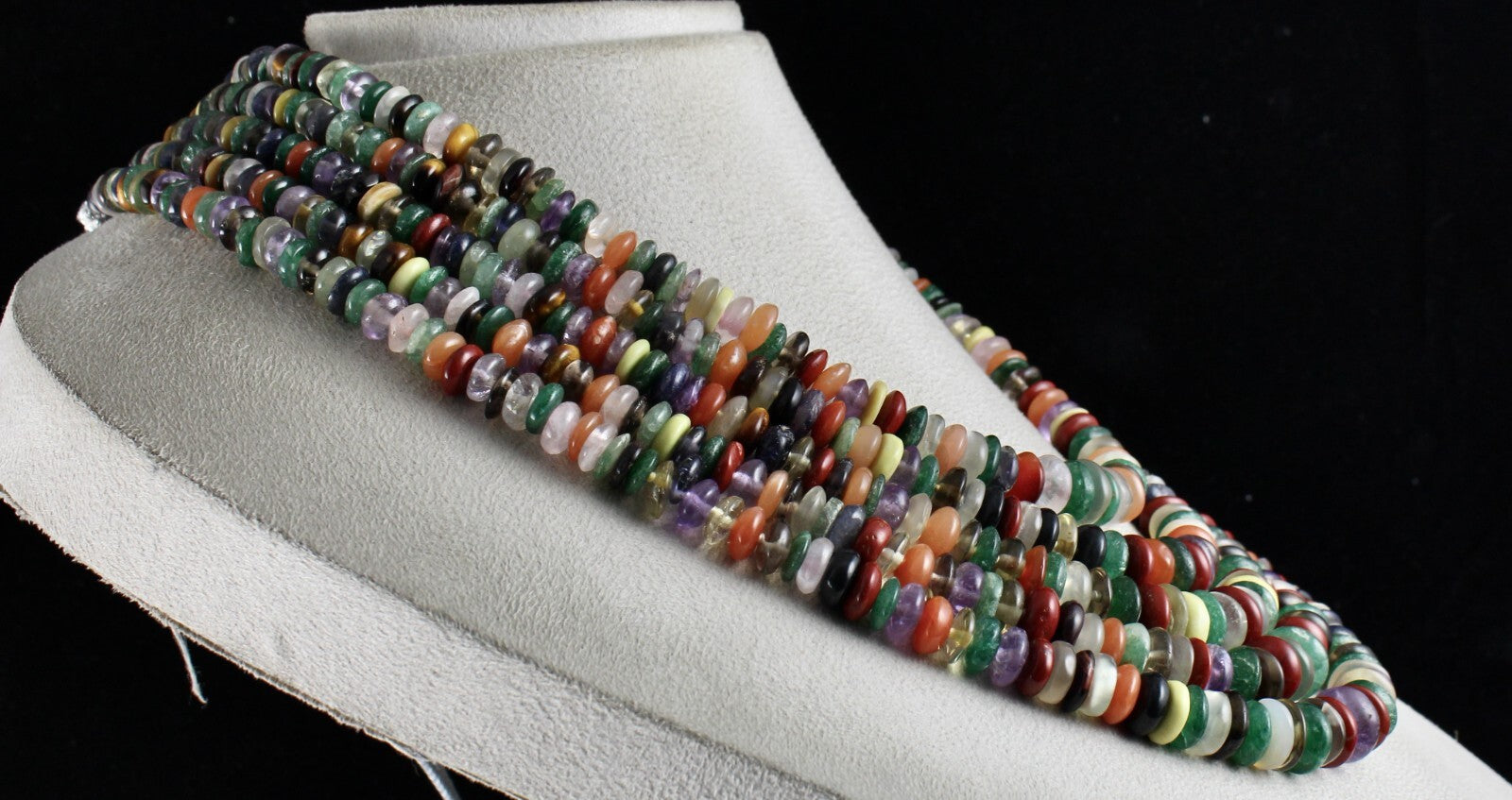 Vintage Multi Semi Precious Gemstone Beads Necklace 1576 Ct For Fashion