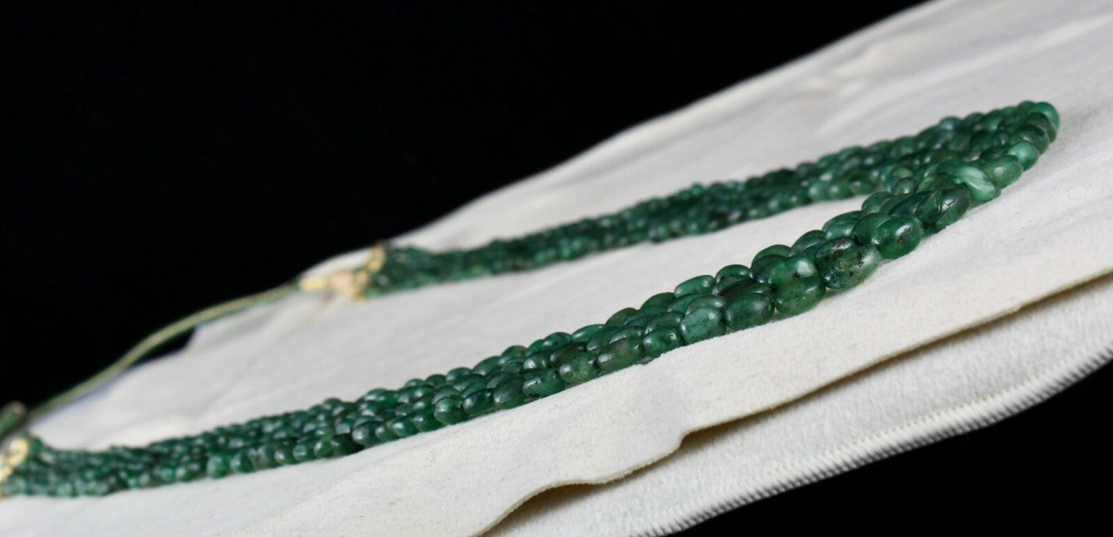 Certified Natural Emerald Beads Cabochon Necklace 5l 322 Carat Vintage Gemstone