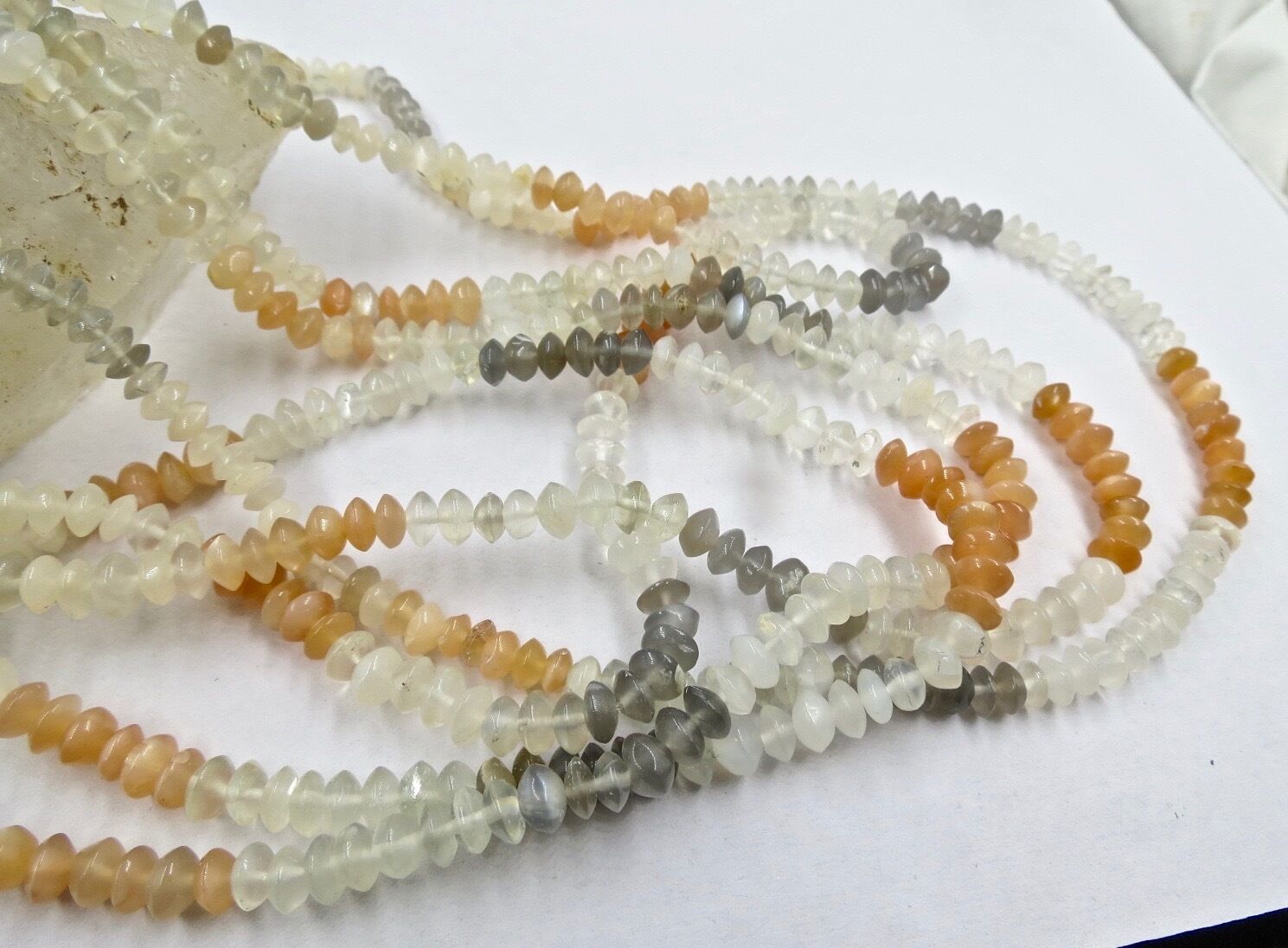 Natural Multi Moonstone Beads Round 5L 460 Ct Beaded Gemstone Fashion Necklace