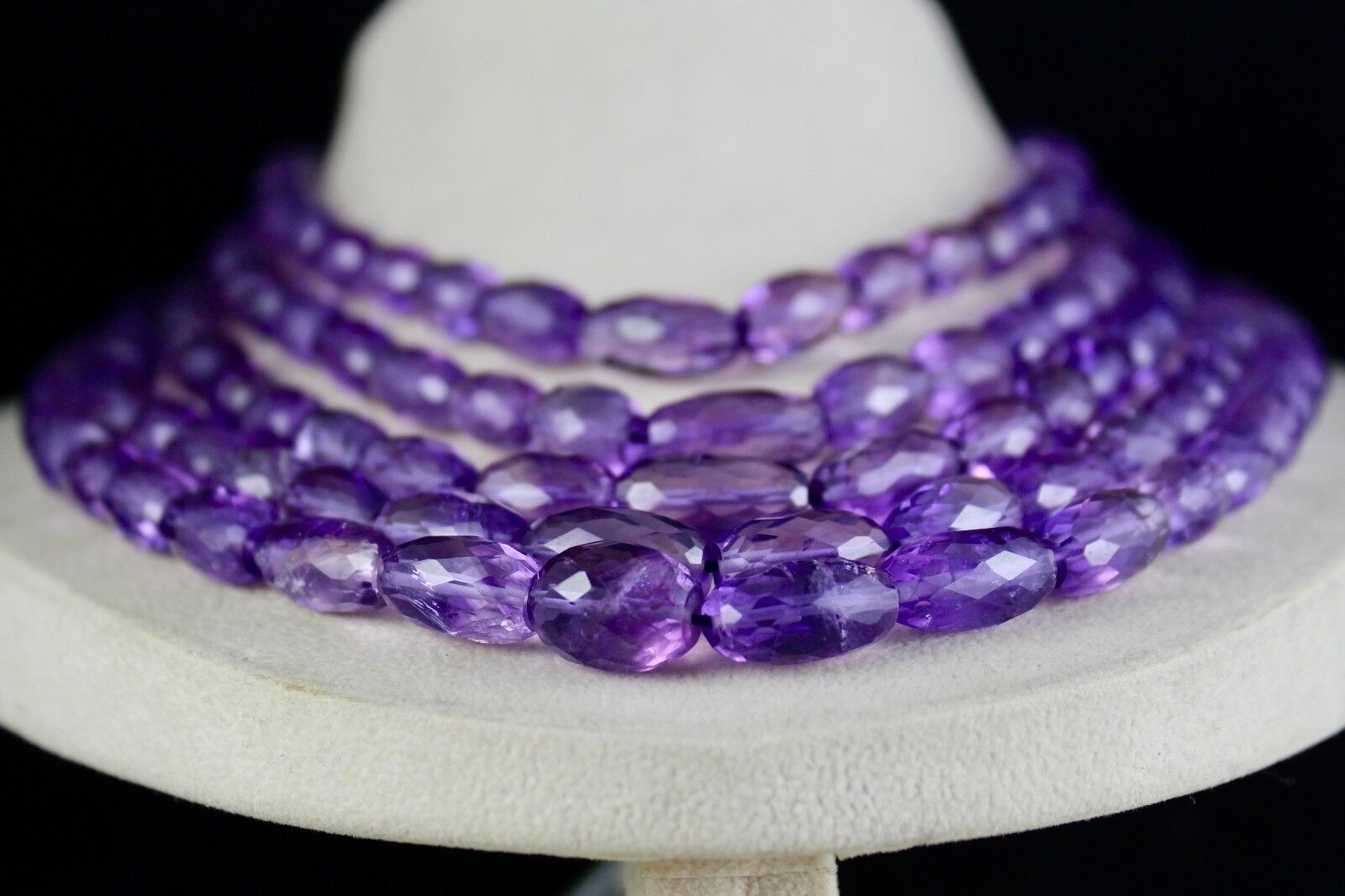 Natural Amethyst Beads Oval Faceted 5 L 1619 Ct Top Gemstone Fashion Necklace