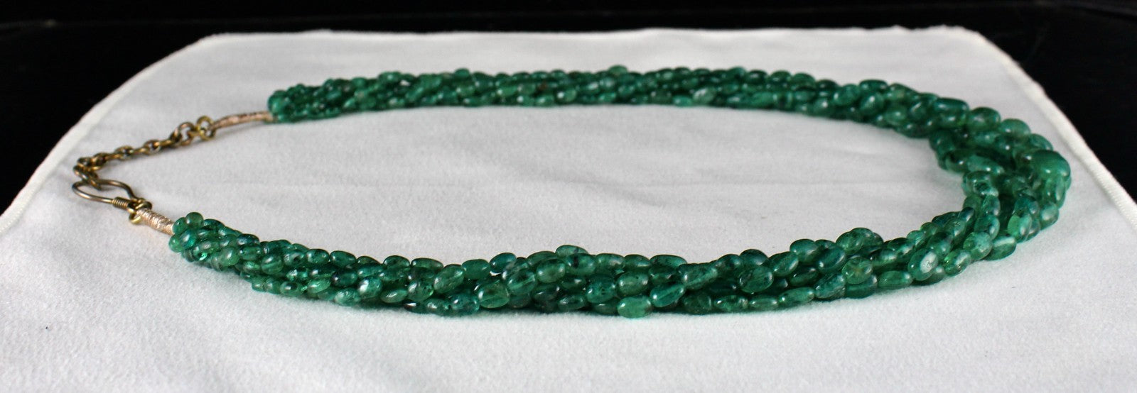 Natural Emerald Bead Necklace 6 L 413 Ct Certified Green Gemstone Silver Clasp