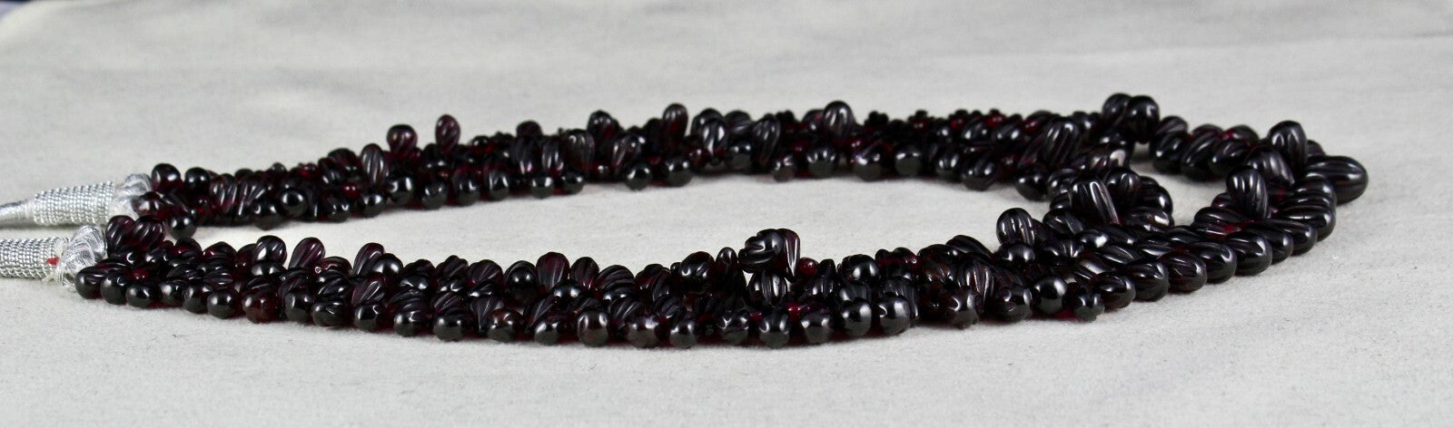 Natural Red Garnet Beads Carved Tear Drops 664 Ct Gemstone Necklace