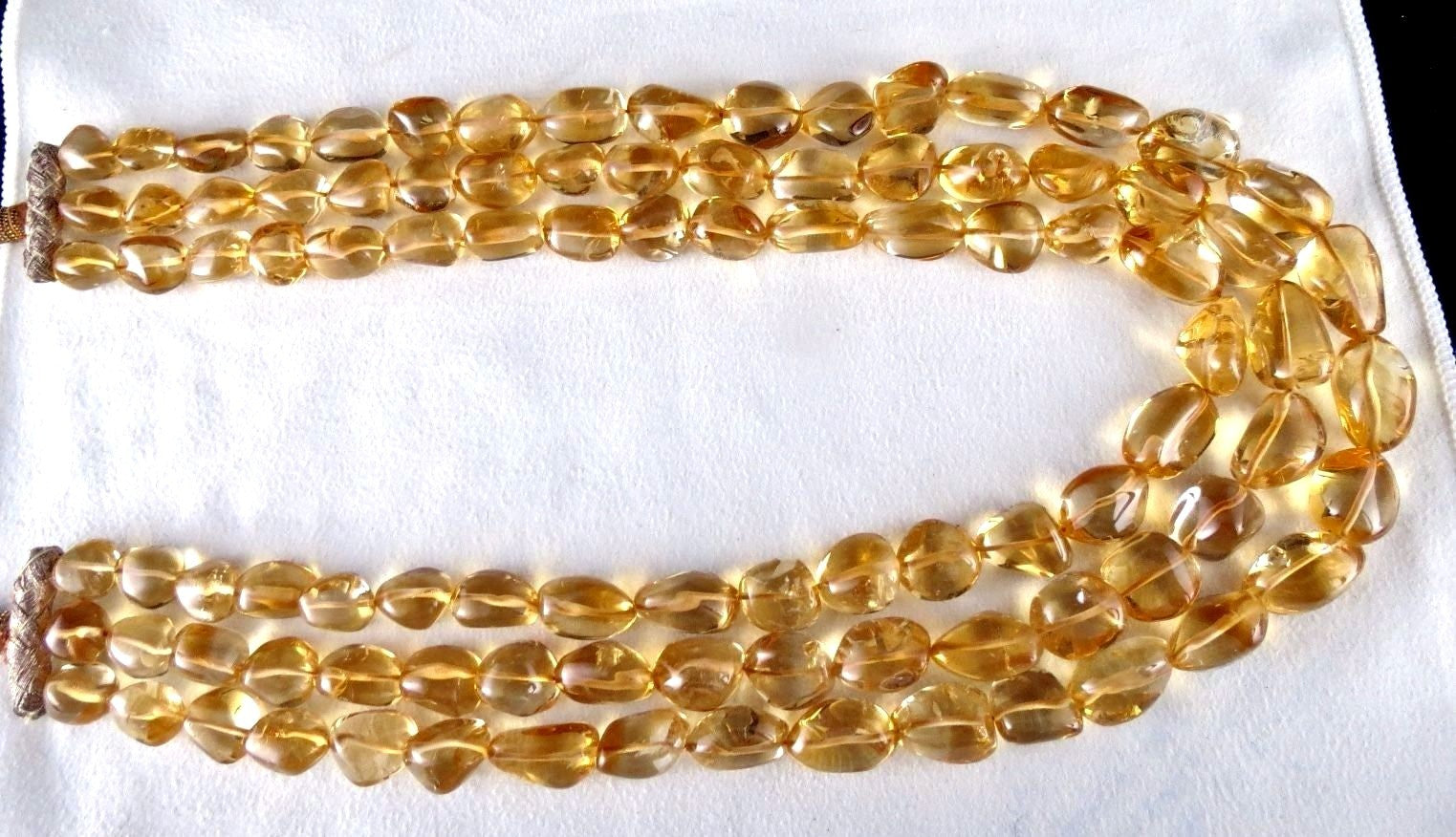 Certified Natural Citrine Cabochon Beads Necklace 935 Ct Yellow Gemstone Fashion