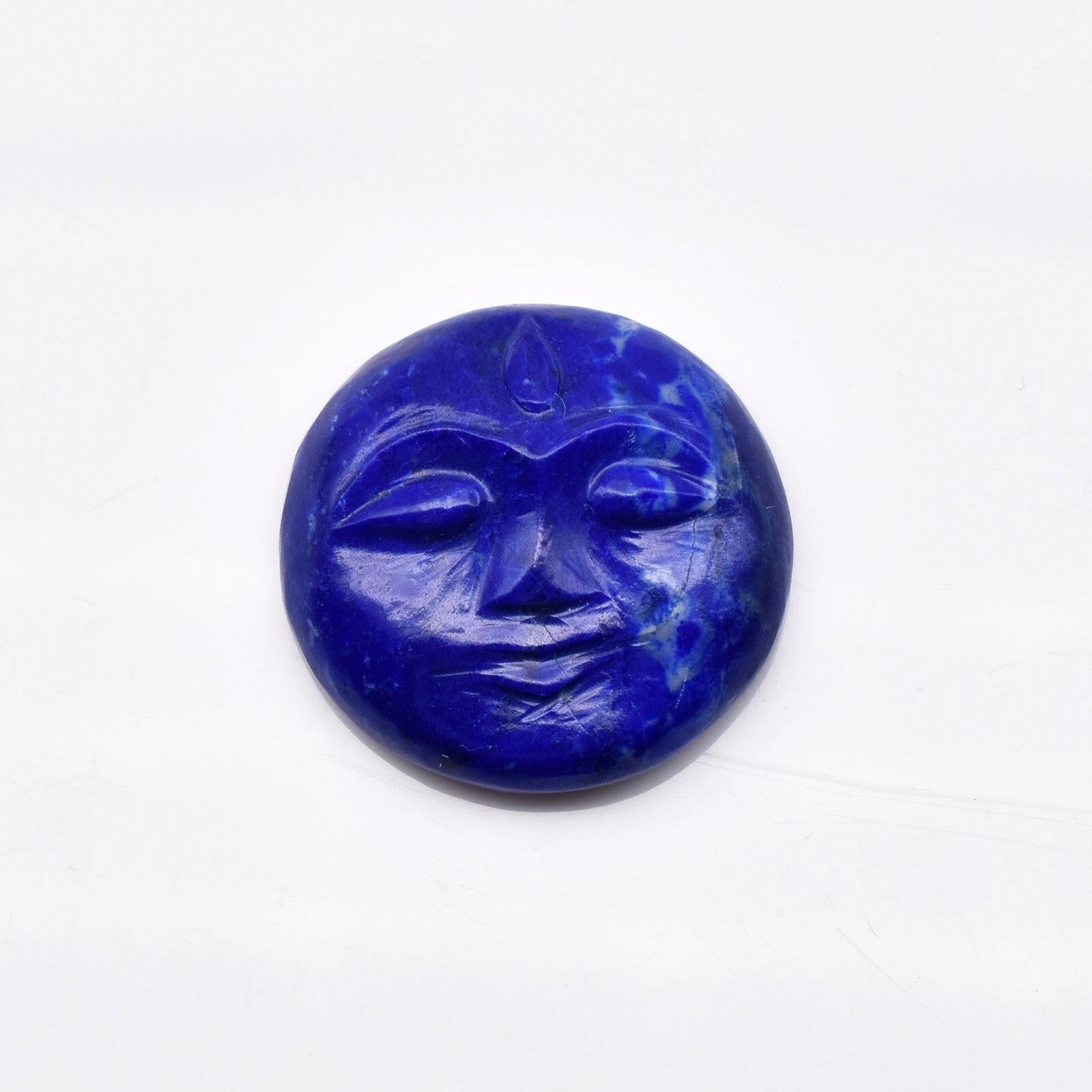 Natural 19mm Lapis Lazuli Face Engraved 15.67 Ct Blue Gemstone Pendant