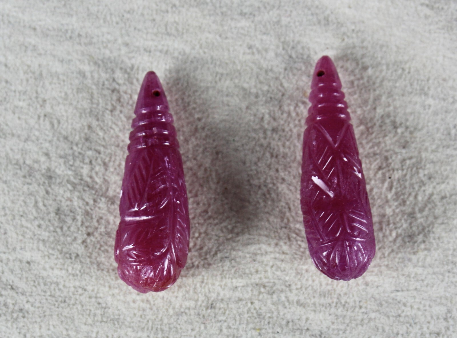 Certified Natural Untreated Ruby Carved Drops 37.58 Carats For Earring