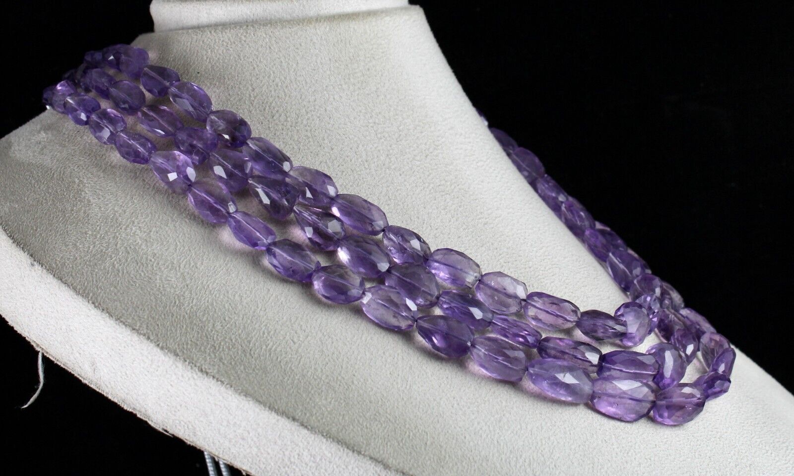 Natural Amethyst Beads Faceted Tumble 3L 861 Ct Purple Gemstone Fashion Necklace