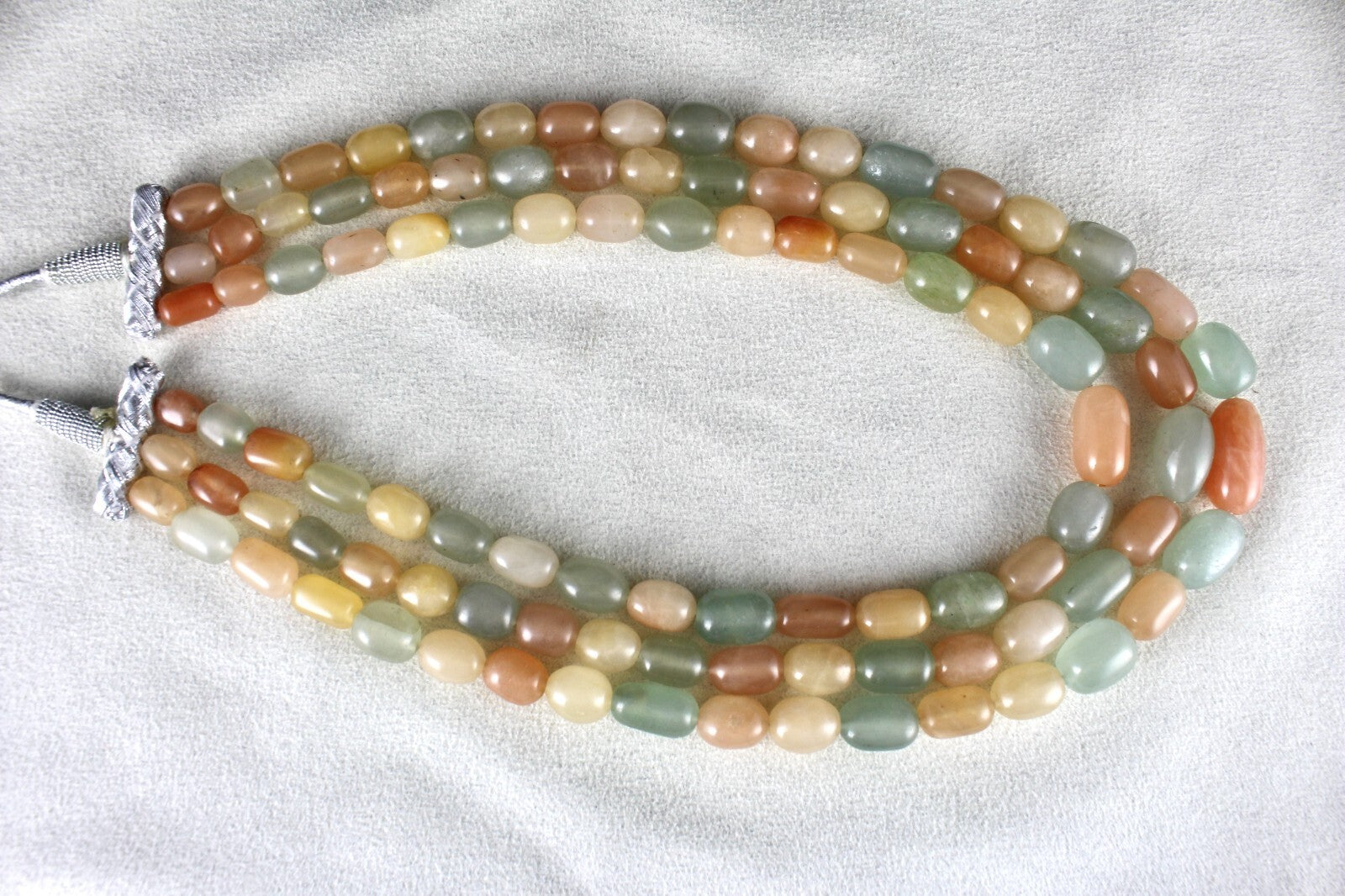 Vintage Necklace Natural Orange Quartz Aventurine Jade 677ct Gemstone Beads