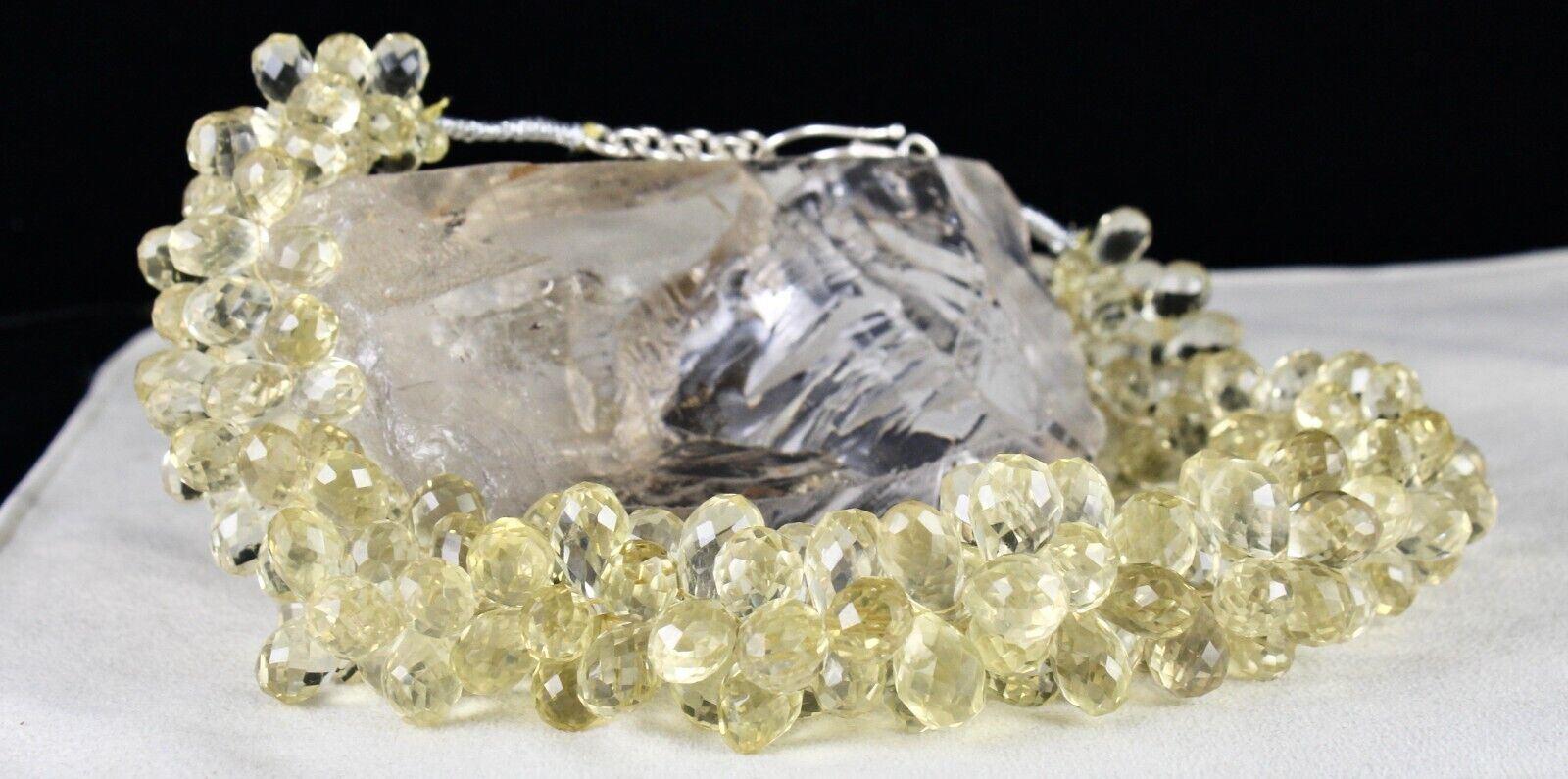 Natural Lemon Quartz Beads 2 L 1118 Ct Tear Drops Gemstone Finest Necklace