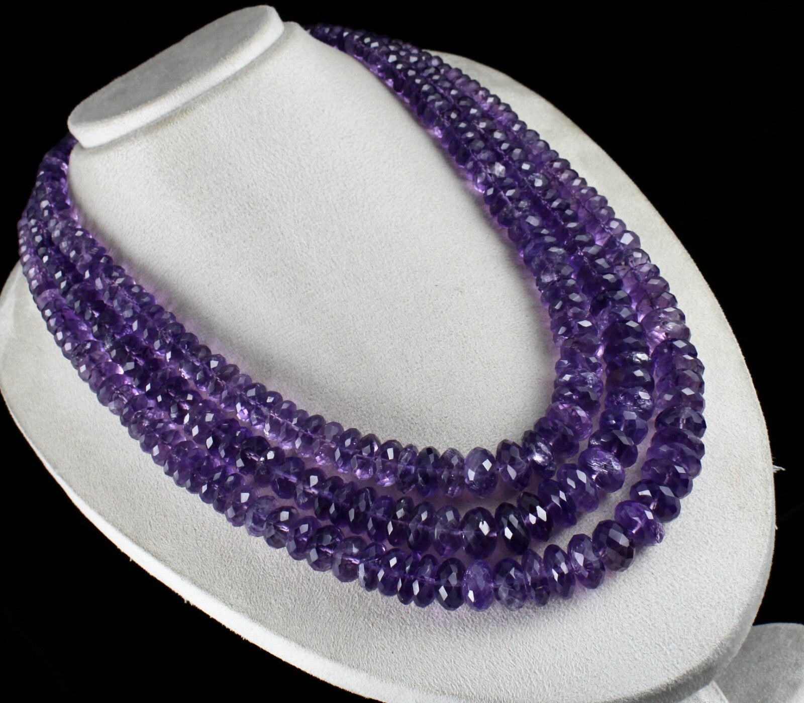 Certified Natural Brazilian Amethyst 3 Ct Faceted Beads Round 2320 Necklace