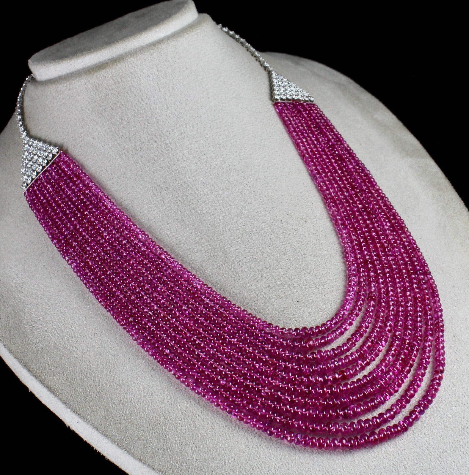 Certified Natural Burma Pink Sapphire 10ct Natural Diamond 18k Gold Necklace