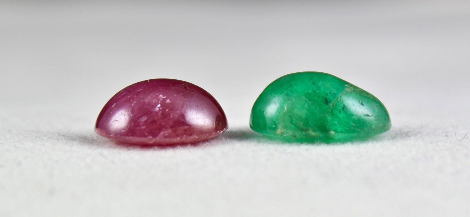 Natural Ruby Emerald Cabochon Oval 2 Pc 13.34 Ct Gemstone Designing Pendant Ring