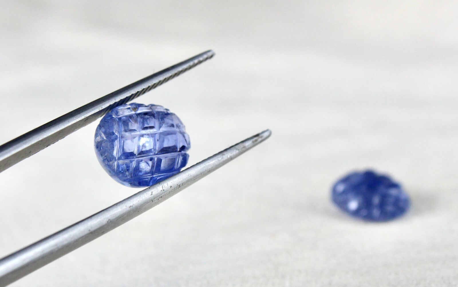 Certified Blue Sapphire 9.67 Cts Carved Oval Loose Gemstone For Earrings