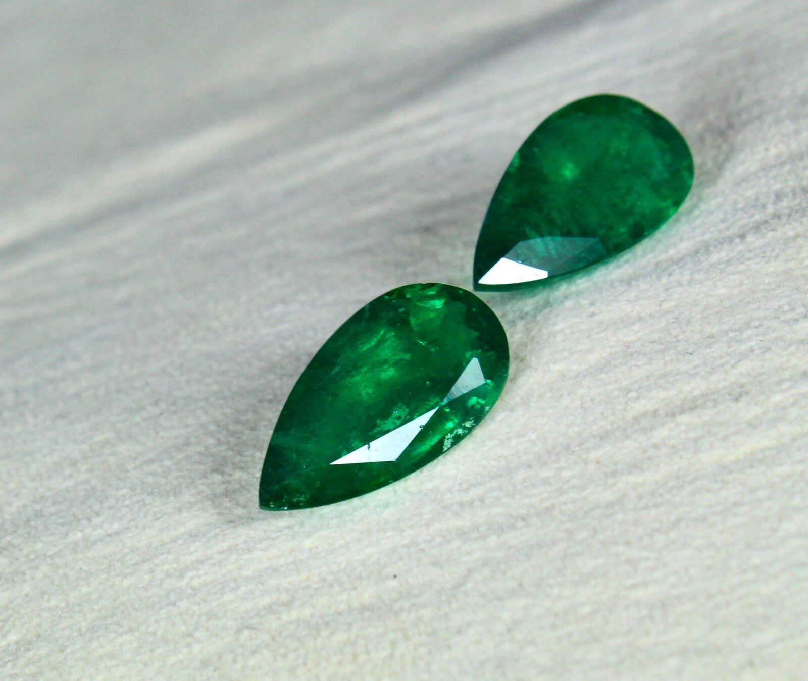 Certified Natural Zambia Emerald 19.02 Ct Pear Pair Loose Gemstone Earrings