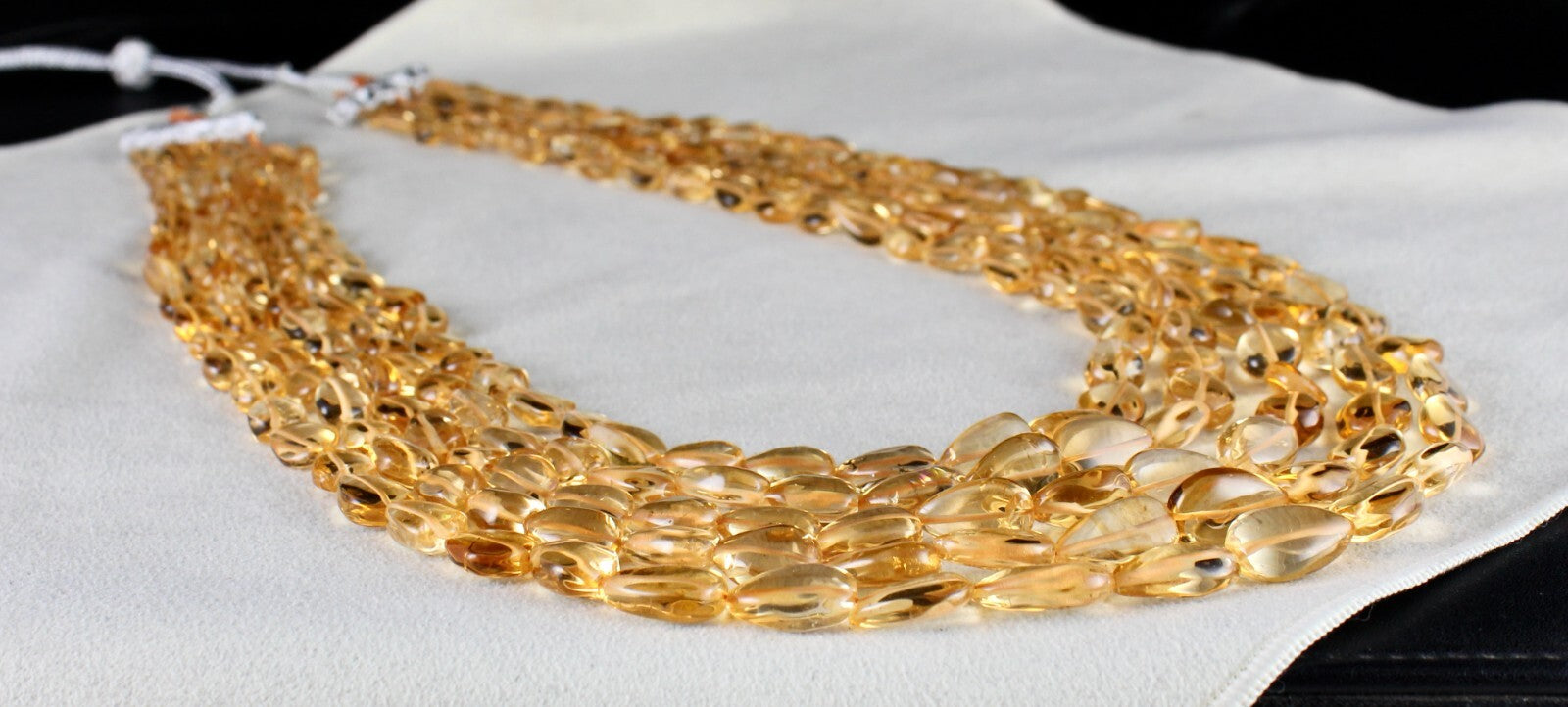 Certified Natural Yellow Citrine Tear Drop Beads Necklace 5 L 695 Ct Fashion