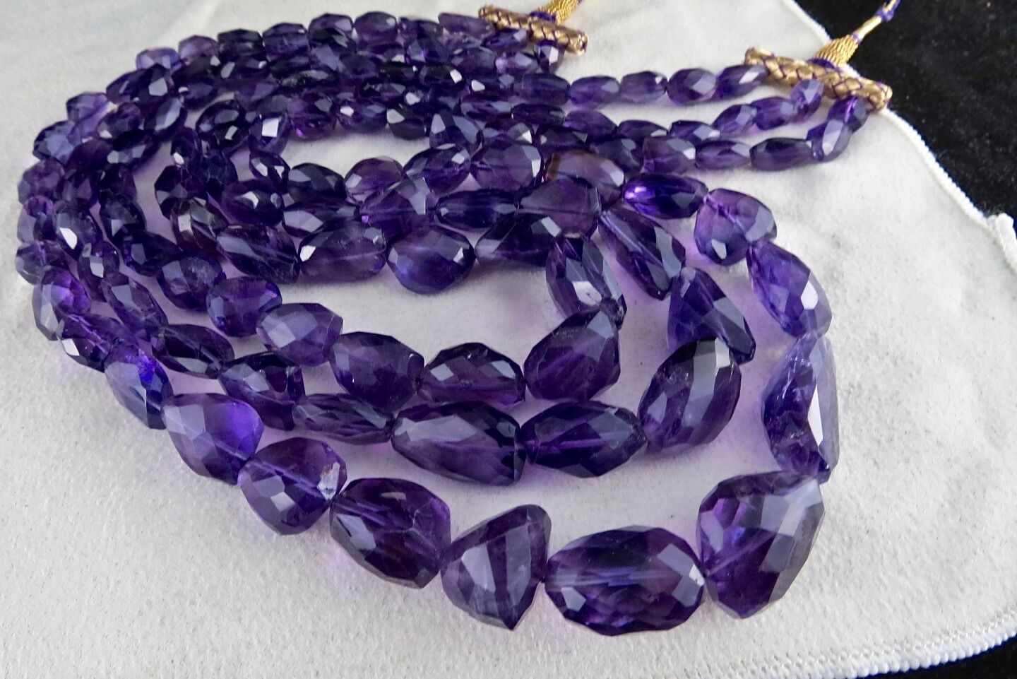 Natural Amethyst Beads Faceted Tumble 3 L 1112 Ct Purple Gemstone Fine Necklace