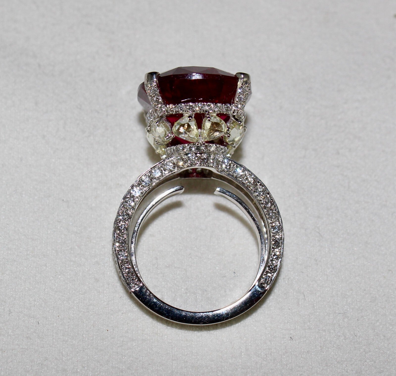 Certified Natural Rubellite Tourmaline 10ct Natural Diamond 18k Gold Ring