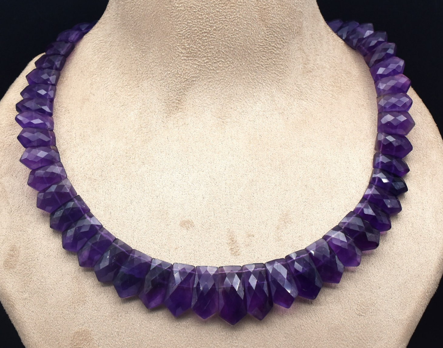 Certified Natural Amethyst 478 Ct Flat Cut Sterling Silver Necklace