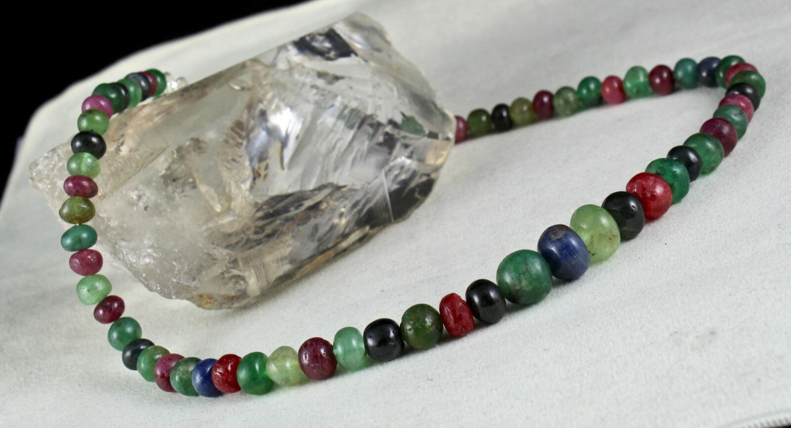 Certified Natural Emerald Ruby Sapphire 327ct Sterling Silver Necklace For Women