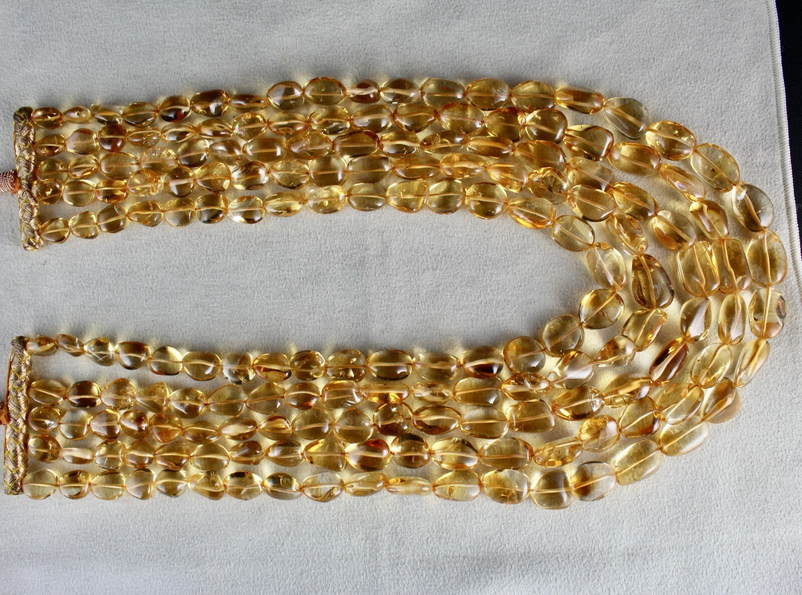 Certified Natural Yellow Citrine Beads Tumble Gemstone Necklace 5 L 1405 Ct